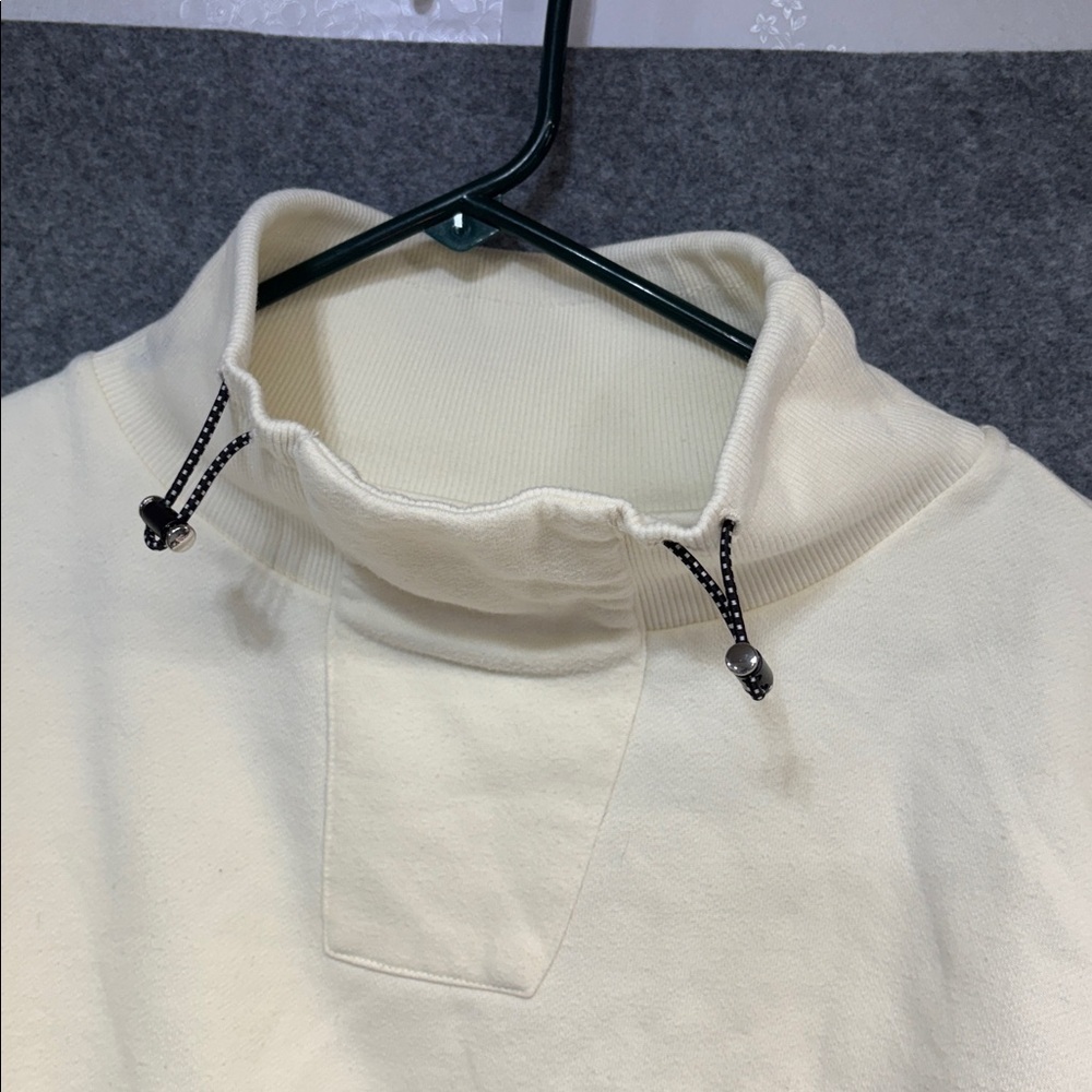 Varley Wood Sweat cream  Ribbed long sleeve cotton blend high neck cinch shirt - Picture 2 of 12